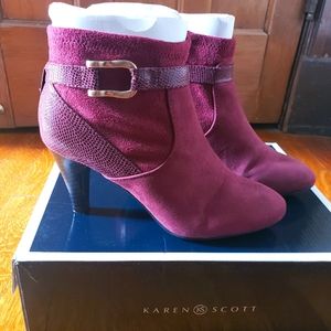 NIB Wine Colored Booties - Karen Scott Size 5.5